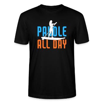 SUP Paddle Board Paddleboarding - Stanley/Stella Unisex Bio-T-Shirt CRAFTER - Schwarz - Vorne - Alina (178cm) & Michal (187cm)
