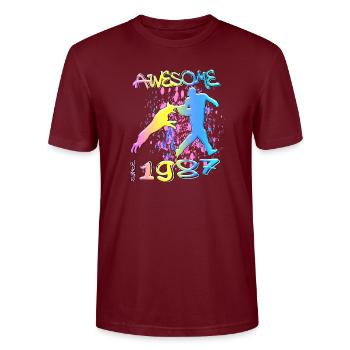 Awesome since 1987. Agility, Hundetraining - Stanley/Stella Unisex Bio-T-Shirt CRAFTER - Burgunderrot - Vorne - Alina (178cm) & Michal (187cm)