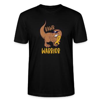 Spina Bifida awareness with Yellow Ribbon Warrior - Stanley/Stella CRAFTER Unisex Organic T-Shirt - black - Front - Alina (178cm) & Michal (187cm)