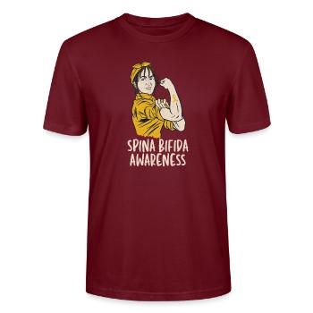 Spina Bifida Split Spine Awarness avec ruban jaune - T-shirt bio CRAFTER Stanley Stella Unisexe - bordeaux - Devant - Alina (178cm) & Michal (187cm)