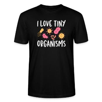 I love small organisms microbiology - Stanley/Stella CRAFTER Unisex Organic T-Shirt - black - Front - Alina (178cm) & Michal (187cm)