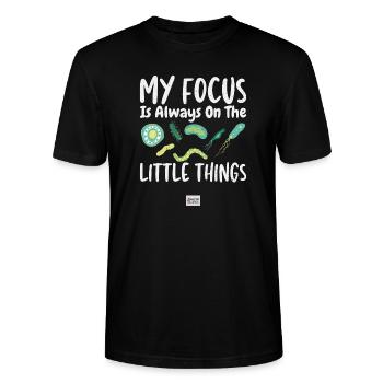 Small things Microbiology Microbiologist Biology - Stanley/Stella CRAFTER Unisex Organic T-Shirt - black - Front - Alina (178cm) & Michal (187cm)