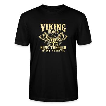 viking blood runs through my veins Design - Stanley/Stella Unisex Bio-T-Shirt CRAFTER - Schwarz - Vorne - Alina (178cm) & Michal (187cm)