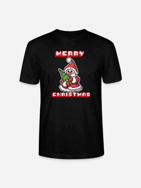 Merry Christmas I Xmas I 8 Bit Pixelated Santa - Stanley/Stella CRAFTER Unisex Organic T-Shirt - black
