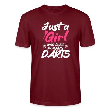 Juste une fille qui aime jouer au Darts Disc Club - T-shirt bio CRAFTER Stanley Stella Unisexe - bordeaux - Devant - Alina (178cm) & Michal (187cm)
