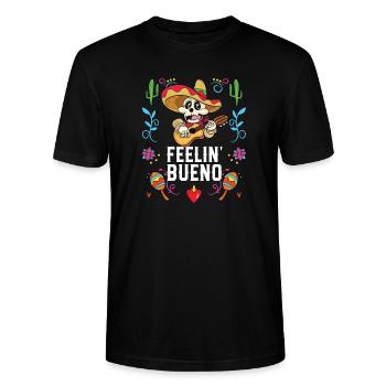 Feelin Bueno Mexican Life Mexico Pride Country - Stanley/Stella CRAFTER Unisex Organic T-Shirt - black - Front - Alina (178cm) & Michal (187cm)