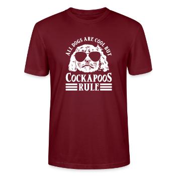 Cockapoo Dog - Stanley/Stella CRAFTER Unisex Organic T-Shirt - burgundy - Front - Alina (178cm) & Michal (187cm)
