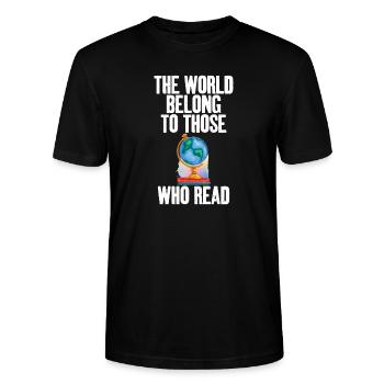 Le monde appartient à ceux qui font des citations motivantes - T-shirt bio CRAFTER Stanley Stella Unisexe - noir - Devant - Alina (178cm) & Michal (187cm)