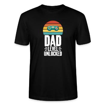 Dad Level Freigeschaltet Coole Kunst Für Gamer Dad - Stanley/Stella Unisex Bio-T-Shirt CRAFTER - Schwarz - Vorne - Alina (178cm) & Michal (187cm)