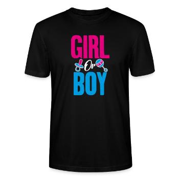 Mädchen Oder Junge? Bald Eltern Des Rosa Oder - Stanley/Stella Unisex Bio-T-Shirt CRAFTER - Schwarz - Vorne - Alina (178cm) & Michal (187cm)