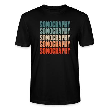 Retro-sonographie-techniker-sonographer-ultraschal - Stanley/Stella Unisex Bio-T-Shirt CRAFTER - Schwarz - Vorne - Alina (178cm) & Michal (187cm)