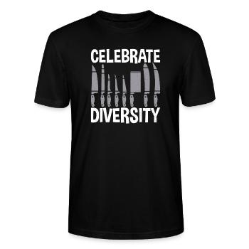 Feiern Sie Diversity Knife Collector Knives Lover - Stanley/Stella Unisex Bio-T-Shirt CRAFTER - Schwarz - Vorne - Alina (178cm) & Michal (187cm)