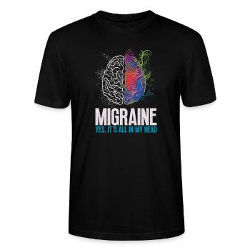 Migraine yes, it's all cool in my head - Stanley/Stella CRAFTER Unisex Organic T-Shirt - black - Front - Alina (178cm) & Michal (187cm)