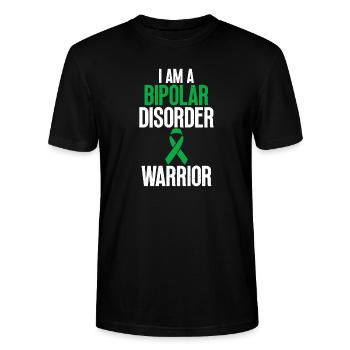 Minimal text by I Am Bipolar Disorder Awareness - Stanley/Stella CRAFTER Unisex Organic T-Shirt - black - Front - Alina (178cm) & Michal (187cm)
