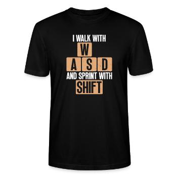 I go with Wasd and sprint with fun - Stanley/Stella CRAFTER Unisex Organic T-Shirt - black - Front - Alina (178cm) & Michal (187cm)