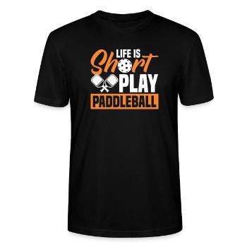 Das Leben Ist Kurz Spielen Sie Paddleball - Stanley/Stella Unisex Bio-T-Shirt CRAFTER - Schwarz - Vorne - Alina (178cm) & Michal (187cm)