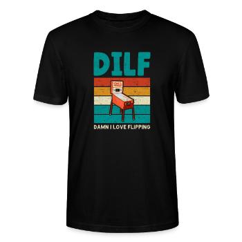 Flipper Arcade Spiel Retro Vintage Pinball Maschin - Stanley/Stella Unisex Bio-T-Shirt CRAFTER - Schwarz - Vorne - Alina (178cm) & Michal (187cm)