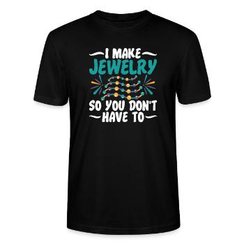 Je fais un expert en bijoux - T-shirt bio CRAFTER Stanley Stella Unisexe - noir - Devant - Alina (178cm) & Michal (187cm)