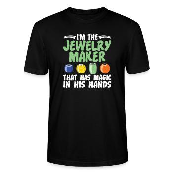 Je suis un expert en fabrication de bijoux - T-shirt bio CRAFTER Stanley Stella Unisexe - noir - Devant - Alina (178cm) & Michal (187cm)