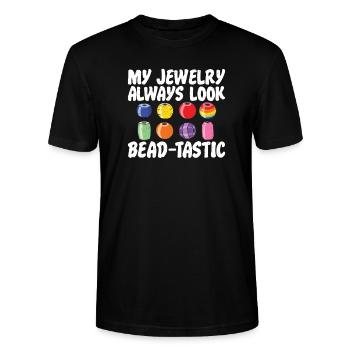 Fabricant de bijoux de bijoux perles-tastiques, le - T-shirt bio CRAFTER Stanley Stella Unisexe - noir - Devant - Alina (178cm) & Michal (187cm)