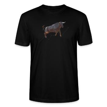 Bull in Stock Market Climbing like a - Stanley/Stella CRAFTER Unisex Organic T-Shirt - black - Front - Alina (178cm) & Michal (187cm)