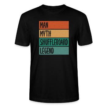 Man Mythos Shuffleboard Legend Shuffleboarding - Stanley/Stella CRAFTER Unisex Organic T-Shirt - black - Front - Alina (178cm) & Michal (187cm)
