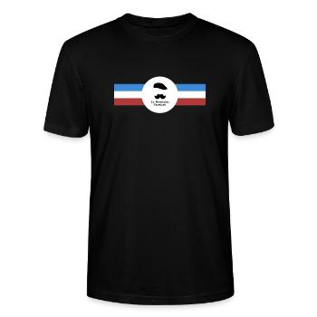 La Moustache Française - Drapeau horizontal - T-shirt bio CRAFTER Stanley Stella Unisexe - noir - Devant - Alina (178cm) & Michal (187cm)