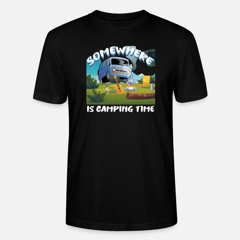 Somewhere is camping time - Stanley/Stella CRAFTER Unisex Organic T-Shirt - black