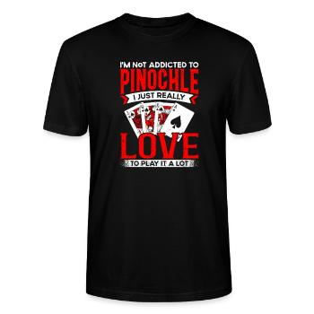 Play Pinochle Casino Card Game Player - Stanley/Stella CRAFTER Unisex Organic T-Shirt - black - Front - Alina (178cm) & Michal (187cm)