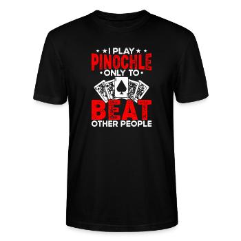 Pinochle Players Casino Card Game Pinochle - Stanley/Stella CRAFTER Unisex Organic T-Shirt - black - Front - Alina (178cm) & Michal (187cm)