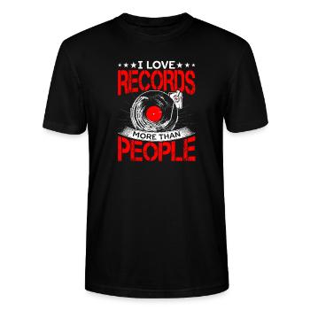 Love Vinyl Record Collection de disques de collection - T-shirt bio CRAFTER Stanley Stella Unisexe - noir - Devant - Alina (178cm) & Michal (187cm)