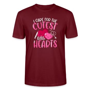 Je me soucie des petits cœurs les plus mignons - T-shirt bio CRAFTER Stanley Stella Unisexe - bordeaux - Devant - Alina (178cm) & Michal (187cm)