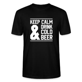 Keep Calm and Drink Cold Beer - Stanley/Stella Unisex Bio-T-Shirt CRAFTER - Schwarz - Vorne - Alina (178cm) & Michal (187cm)