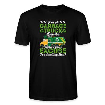 smells bad garbage dump garbage truck driver drives - Stanley/Stella CRAFTER Unisex Organic T-Shirt - black - Front - Alina (178cm) & Michal (187cm)