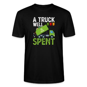 Truck well consumed Garbage Garbage Truck driver drives truck - Stanley/Stella CRAFTER Unisex Organic T-Shirt - black - Front - Alina (178cm) & Michal (187cm)