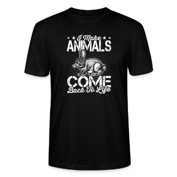 Tiere Erwachen Wieder Zum Leben Präparator-experte - Stanley/Stella Unisex Bio-T-Shirt CRAFTER - Schwarz - Vorne - Alina (178cm) & Michal (187cm)