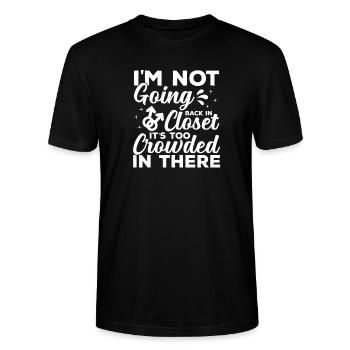 Ne retournez pas dans le placard Lgbtq Gay Awareness - T-shirt bio CRAFTER Stanley Stella Unisexe - noir - Devant - Alina (178cm) & Michal (187cm)