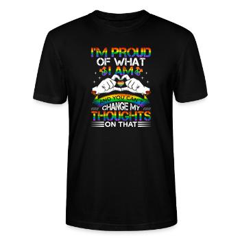 Fier de qui je suis Conscience gay LGBTQ - T-shirt bio CRAFTER Stanley Stella Unisexe - noir - Devant - Alina (178cm) & Michal (187cm)