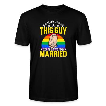 Getting Married Lgbtq Gay Bachelor Party Pride - Stanley/Stella CRAFTER Unisex Organic T-Shirt - black - Front - Alina (178cm) & Michal (187cm)