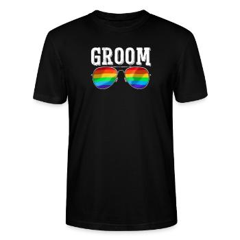 Groom Lgbtq Gay Bachelor Party Equality Pride - Stanley/Stella CRAFTER Unisex Organic T-Shirt - black - Front - Alina (178cm) & Michal (187cm)
