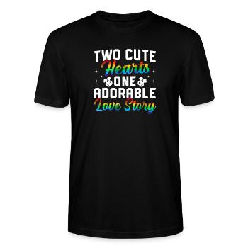 Cute Hearts Lgbtq Gay Wedding Equality Pride - Stanley/Stella Unisex Bio-T-Shirt CRAFTER - Schwarz - Vorne - Alina (178cm) & Michal (187cm)