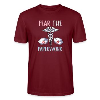 craignez la paperasse Conception pour un hôpital - T-shirt bio CRAFTER Stanley Stella Unisexe - bordeaux - Devant - Alina (178cm) & Michal (187cm)