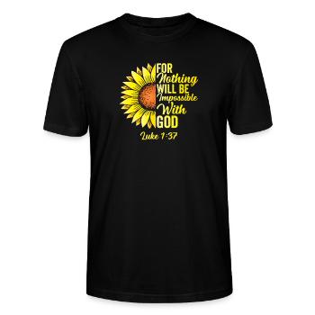 Nothing will be impossible Bible verse Christians - Stanley/Stella CRAFTER Unisex Organic T-Shirt - black - Front - Alina (178cm) & Michal (187cm)