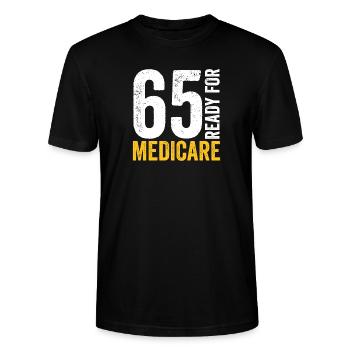 65 Ready for Medicare Age Senior Men - T-shirt bio CRAFTER Stanley Stella Unisexe - noir - Devant - Alina (178cm) & Michal (187cm)