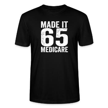 Made it 65 Medicare support in old age - Stanley/Stella CRAFTER Unisex Organic T-Shirt - black - Front - Alina (178cm) & Michal (187cm)