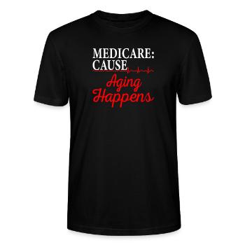 Le vieillissement se produit Medicare Âge Aînés Hommes - T-shirt bio CRAFTER Stanley Stella Unisexe - noir - Devant - Alina (178cm) & Michal (187cm)