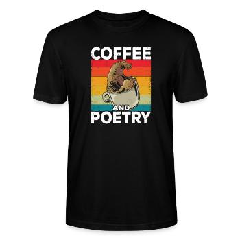 Kaffee Und Poesie Dichter Poesie Liebhaber Leser - Stanley/Stella Unisex Bio-T-Shirt CRAFTER - Schwarz - Vorne - Alina (178cm) & Michal (187cm)