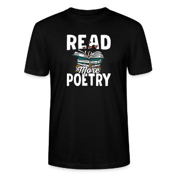 Lire la suite Poésie Poète Amoureux de la poésie Lecteur - T-shirt bio CRAFTER Stanley Stella Unisexe - noir - Devant - Alina (178cm) & Michal (187cm)