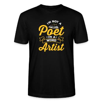 Je ne suis pas un poète, un amateur de poésie, un lecteur de poésie - T-shirt bio CRAFTER Stanley Stella Unisexe - noir - Devant - Alina (178cm) & Michal (187cm)