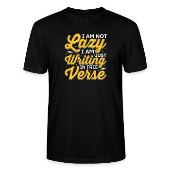 Writing In Free Verse, Poets, Poetry Lovers - Stanley/Stella CRAFTER Unisex Organic T-Shirt - black - Front - Alina (178cm) & Michal (187cm)